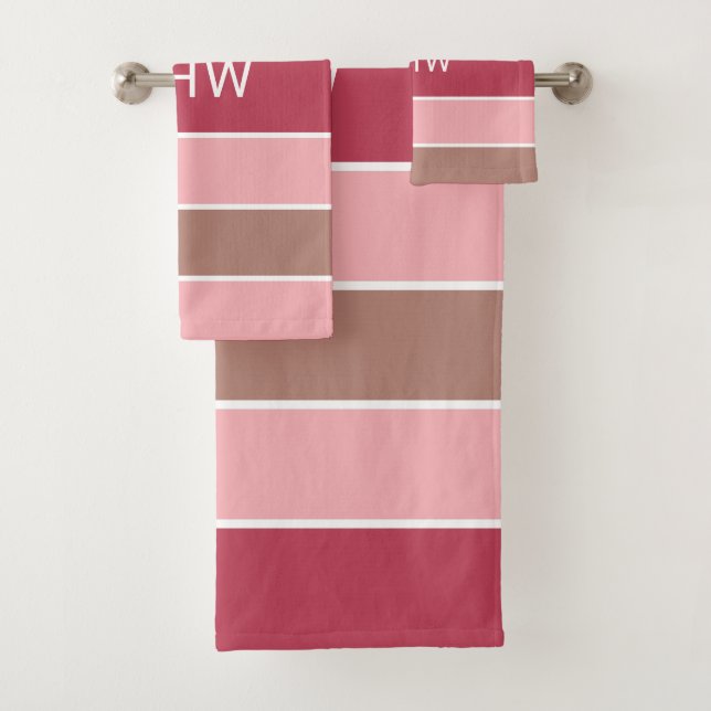 Stripes Padrão Conjunto de toalhas de Monograma Pe (Insitu)