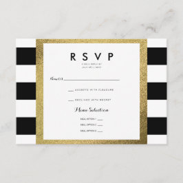 Stripes Pretas e Brancas com Casamento RSVP de Fol