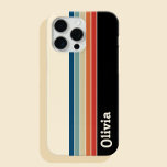Stripes Retroativas de Nome Personalizado<br><div class="desc">Crie sua própria capas de iphone personalizada com design de padrão de faixas retrorreflectoras.</div>