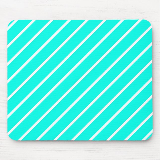 Stripes Turquoise e White Mousepad (Frente)