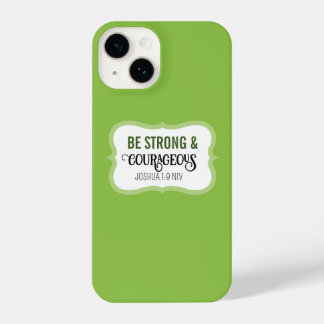 Strong and Courageous Bible Verse Simple Green