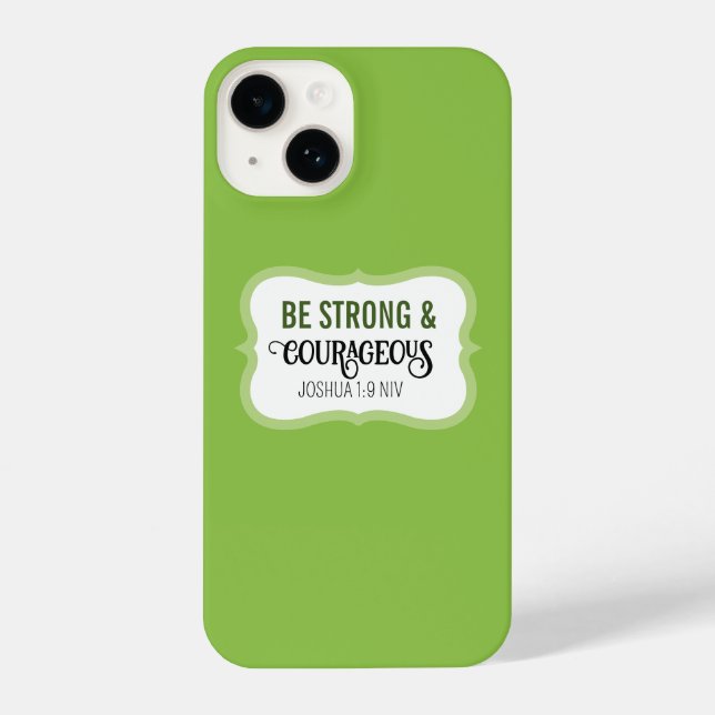 Strong and Courageous Bible Verse Simple Green (Verso)