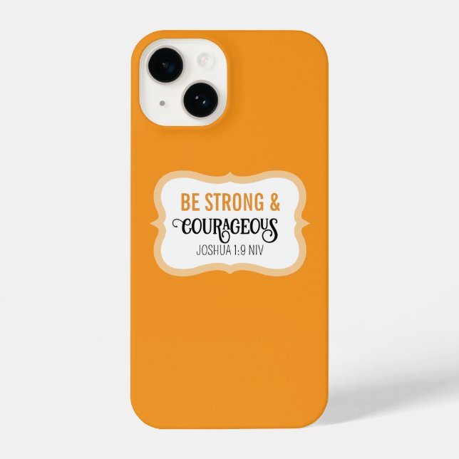 Strong and Courageous Bible Verse Simple Orange (Verso)
