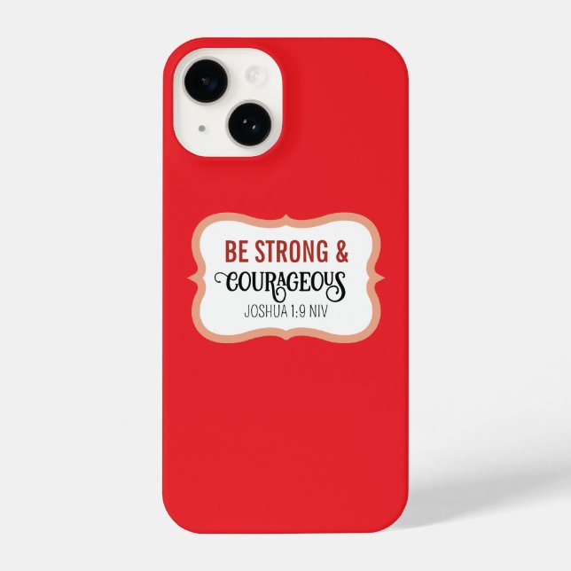 Strong and Courageous Bible Verse Simple Red (Verso)
