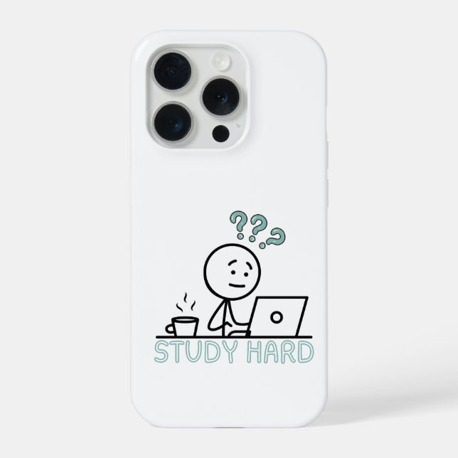Study Hard Motivational Cartoon Stickman iPhone Ca (Verso)