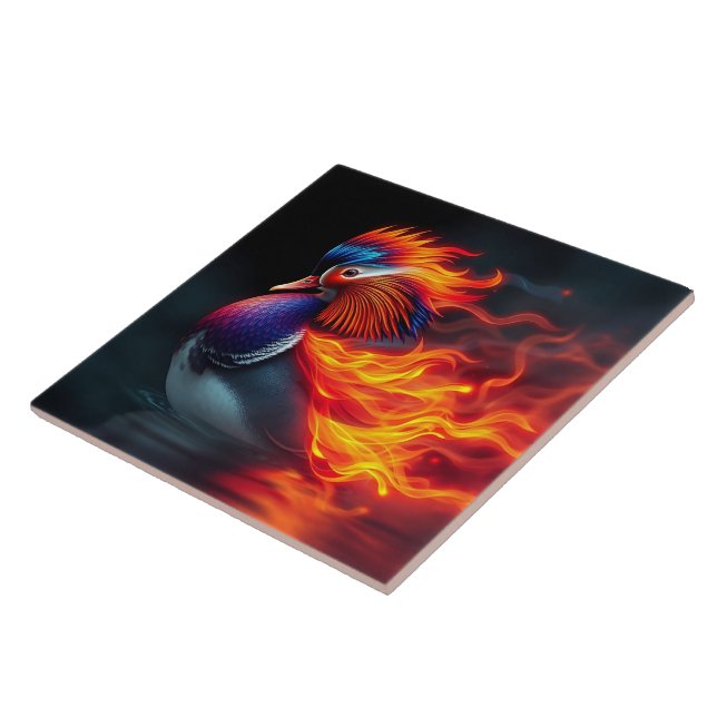 Stunning Flame-boyant Firebird Hot Mandarin Duck (Lateral)