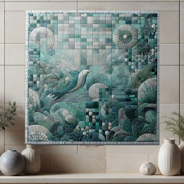 Stunning Underwater Aquamarine Crystal Blue Mosaic
