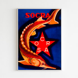 "Sturgeon Socra Enlatado" Poster de Anúncio soviét