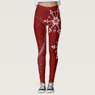 Stylish Christmas red leggings .