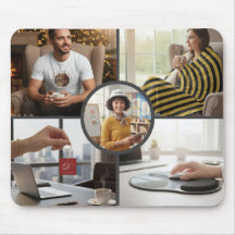 Stylish Custom Five Photo Personalized Mouse Pad