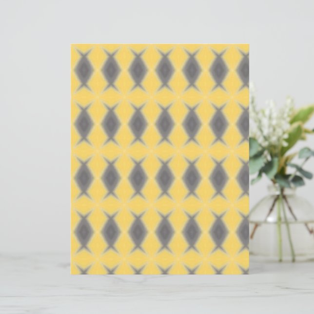 Stylish Grey Diamonds on Yellow scrapbook paper (Em pé/Frente)