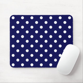 Stylish Polka Dots On Dark Blue Mouse Pad