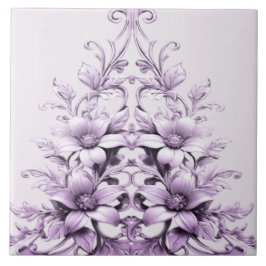 Stylish Purple Flowers Ceramic Tile