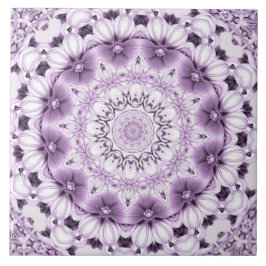 Stylish Purple Flowers Ceramic Tile
