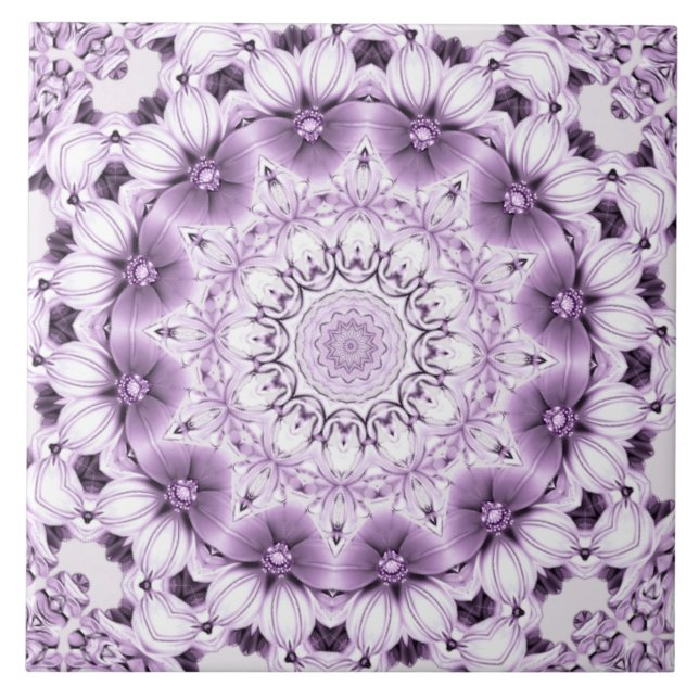 Stylish Purple Flowers Ceramic Tile (Frente)