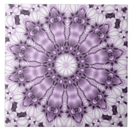 Stylish Purple Flowers Ceramic Tile