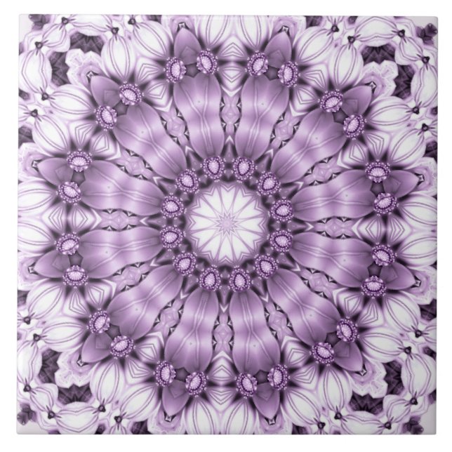 Stylish Purple Flowers Ceramic Tile (Frente)