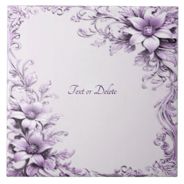 Stylish Purple Flowers Ceramic Tile