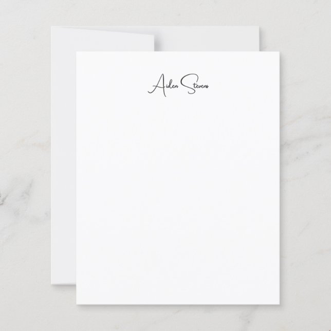 Stylish Simple Plain Minimalist Name Paper Sheet (Frente)