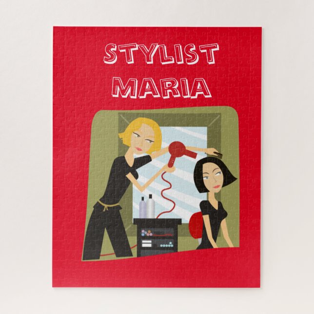 Stylist do Salão da Bela Vermelha quebra-cabeça (Vertical)
