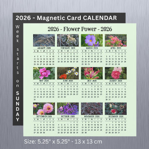 SU de Calendário Magnético Verde de Flor Personali