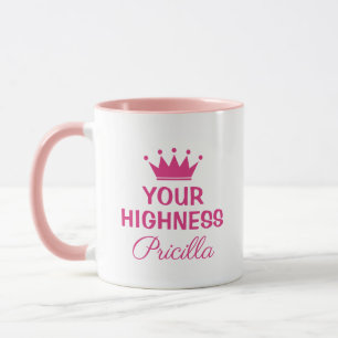Sua Alteza, engraçada princesa rosa coroa caneca p