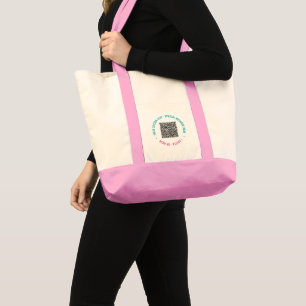 Sua Bolsa Tote com Código QR e Texto Personalizado