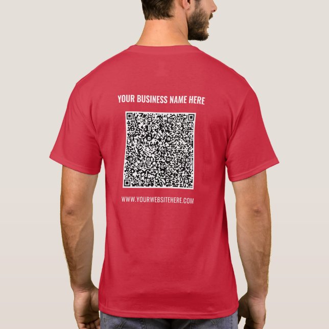 Sua camiseta comercial com código QR e texto perso (Verso)