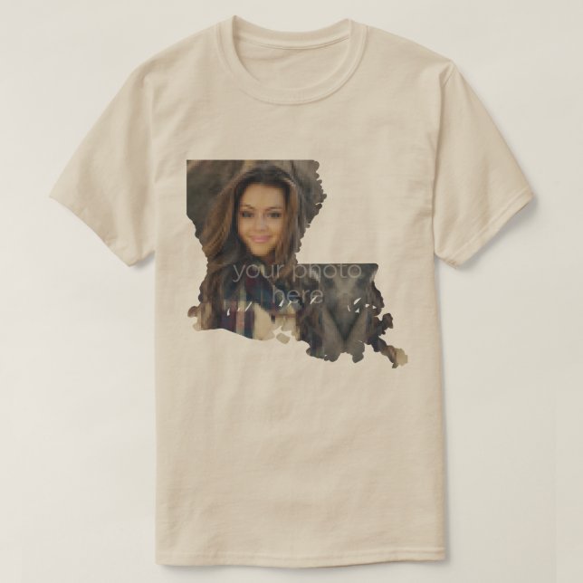Sua camiseta em forma de FOTO da Louisiana (Frente do Design)