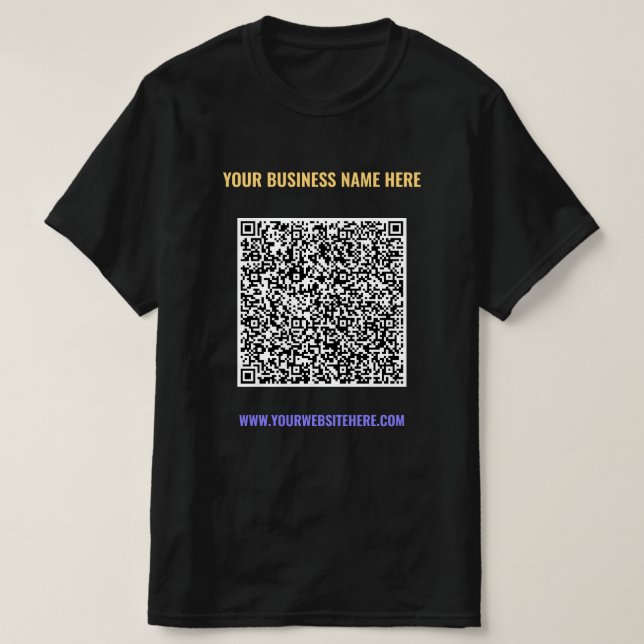 Sua Camiseta Empresarial com Código QR e Texto Per (Frente do Design)