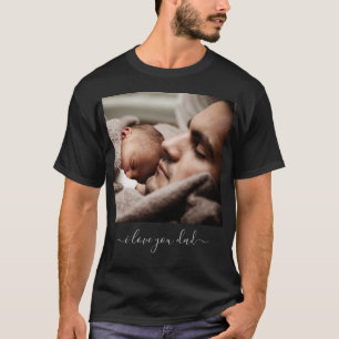 Sua Camiseta Fotográfica do Pai com Texto - Eu Amo