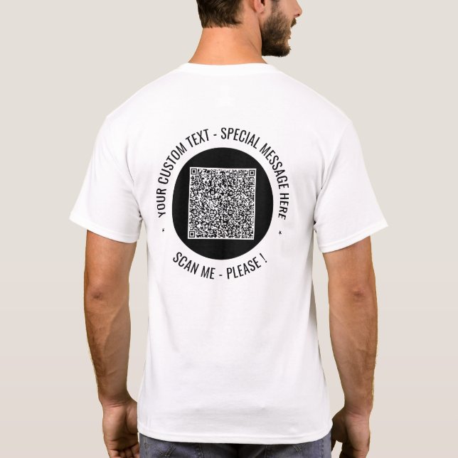 Sua Camiseta Personalizada com Código QR e Texto C (Verso)
