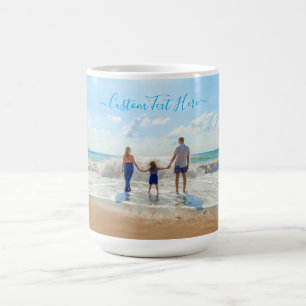Sua caneca de café fotográfico com texto personali