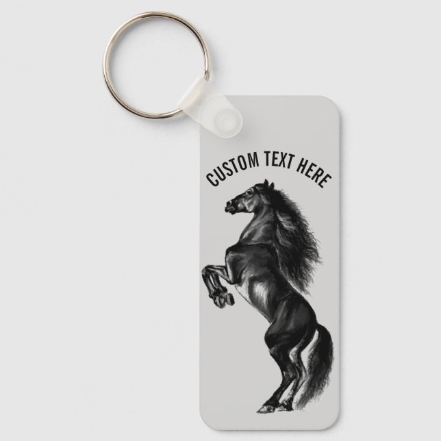 Sua Chaveiro de Texto com Cavalo Negro Selvagem (Frente)