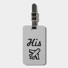 Sua Cinza e etiqueta de bagagem preta