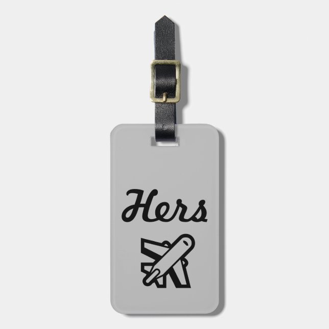 Sua Cinza e etiqueta de bagagem preta (Frente Vertical)