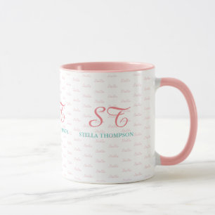 sua elegante caneca rosa com monograma