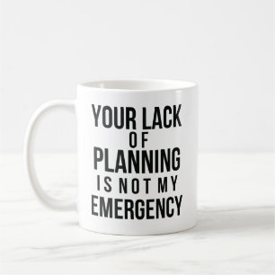 Sua falta da caneca de café do planeamento