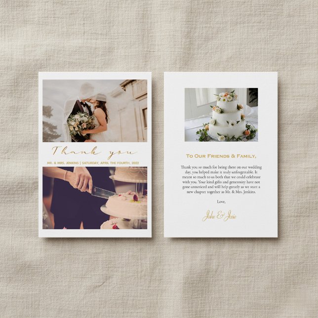 Sua feliz foto de casamento, cartões de agradecime (Your happy wedding photo, modern thank you card.)