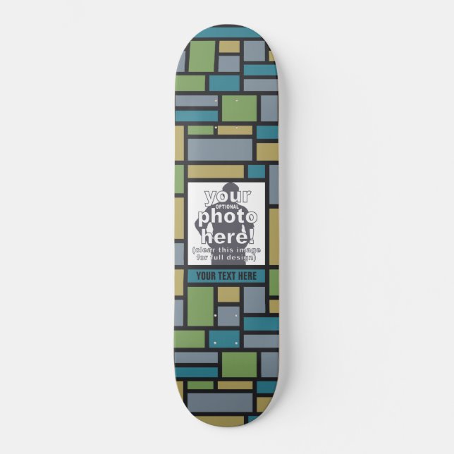 SUA FOTO em skates de padrões geométricos (Frente)