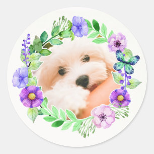 Sua foto em um adesivo de quadro de flores