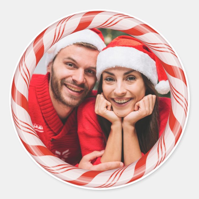 Sua foto em um adesivo personalizado do Candy Fram (Frente)