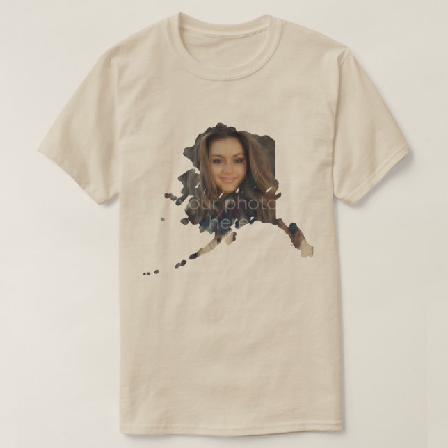 SUA FOTO Estado da camiseta de forma do Alaska (Frente do Design)
