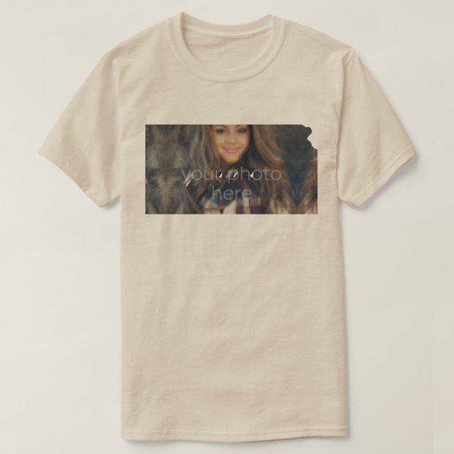SUA FOTO Estado da camiseta em forma de Kansas (Frente do Design)