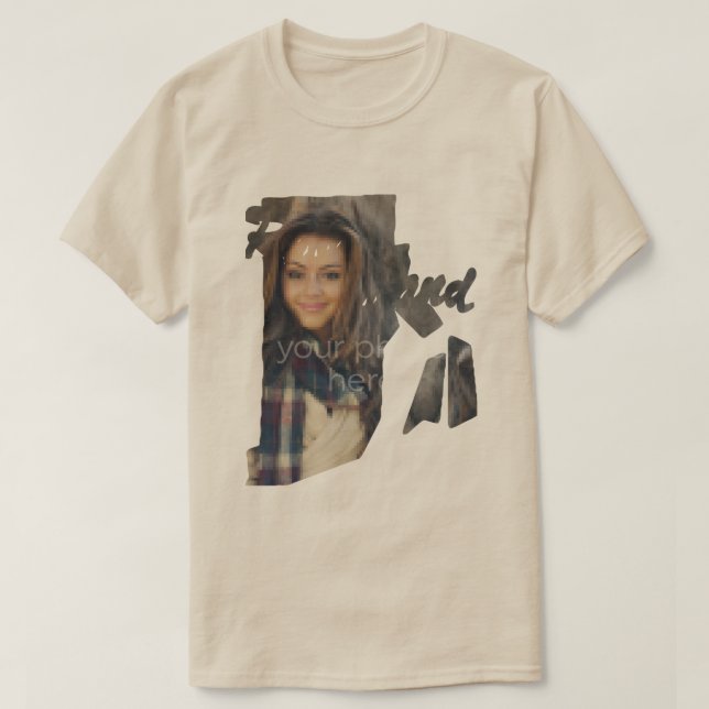 SUA FOTO Estado da Camiseta em Forma de Rhode Isla (Frente do Design)