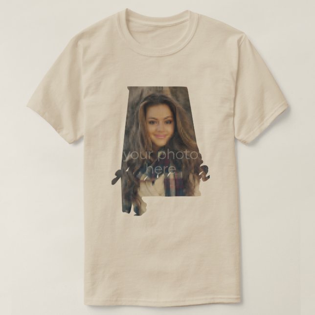 SUA FOTO Estado da Camiseta em Forma do Alabama (Frente do Design)