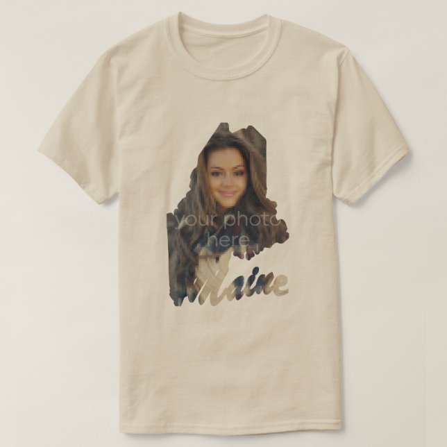 SUA FOTO Estado da camiseta Maine Shape (Frente do Design)