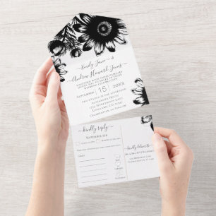 Sua Foto Floral Black and White Sunflower
