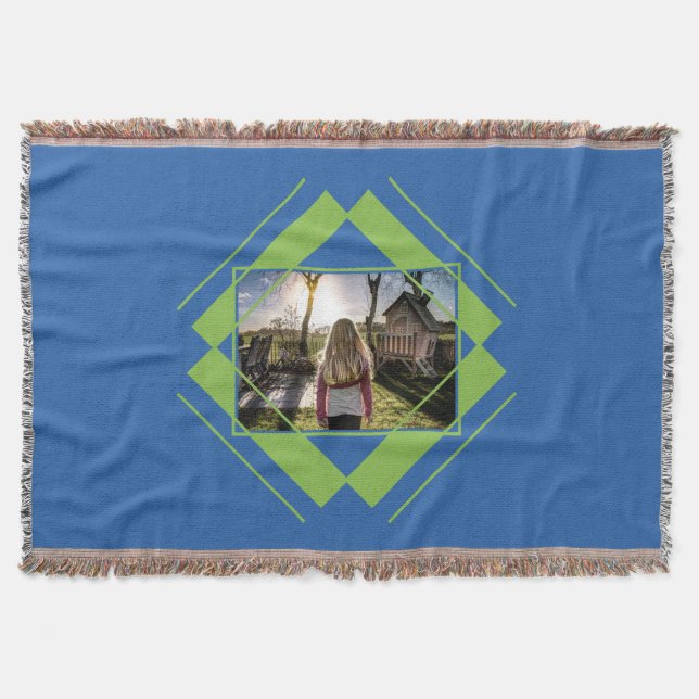 SUA FOTO no cobertor de lama de padrão geométrico (Frente)