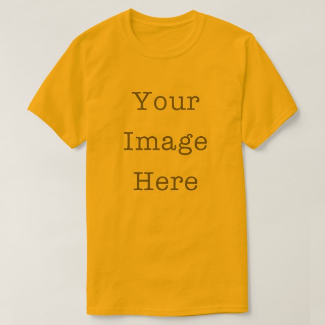 Sua Imagem Aqui Camiseta Personalizada Dourada (Frente do Design)
